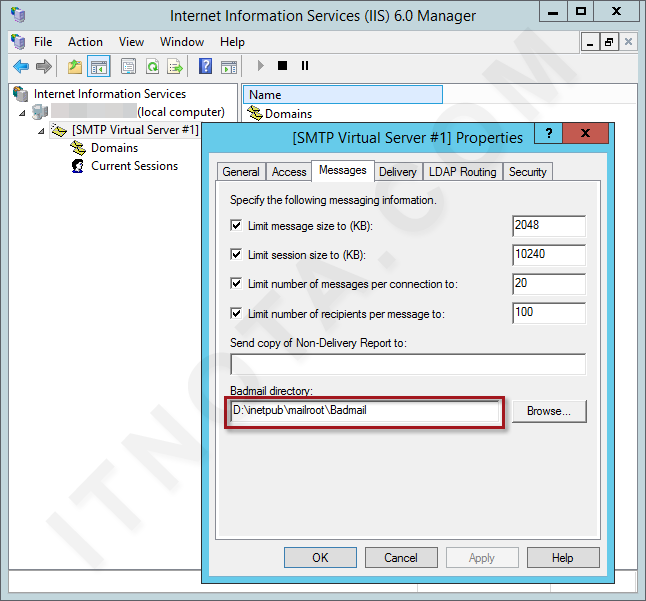 Moving Default SMTP Folders to a Different Drive on Windows Server