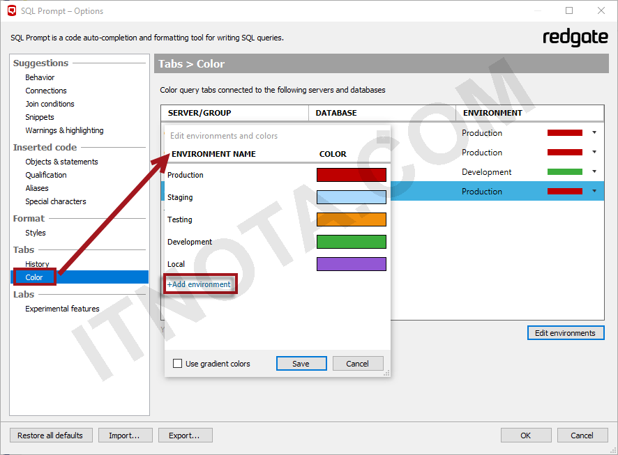 How to Use Custom Color in SSMS Using Redgate SQL Prompt | IT Nota